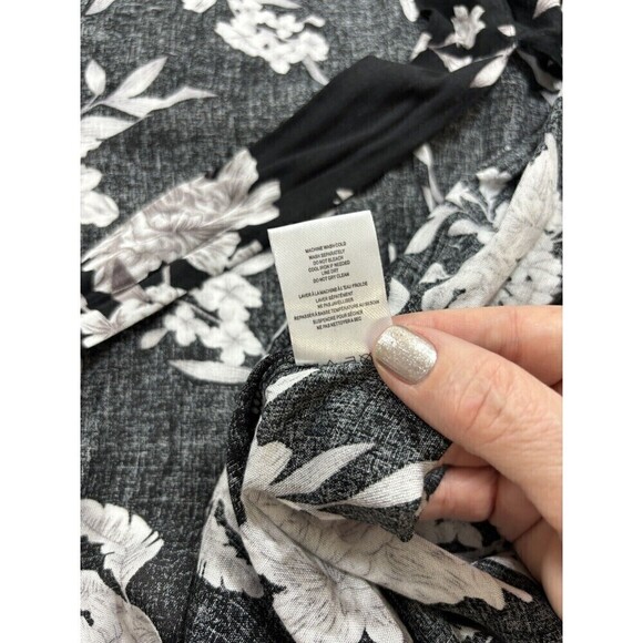 Spiritual Gangster Kimono Overpiece Duster Robe Black White Floral OS Pockets - Picture 6 of 12